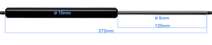 Gasdruckfeder 6-15, 120 mm Hub, 100 N, GL 272 mm; schwarz - AWS Vertriebs-  und Betriebstechnik GmbH