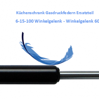 Ersatz für Küchenschrank Gasdruckfedern 6-15-100 Winkelgelenk - Winkelgelenk 60N